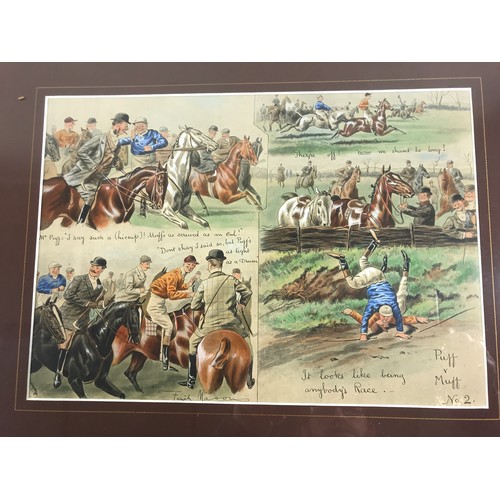 52 - AFTER FINCH MASON, A SET OF 4 RACING PRINTS ‘MR PUFF AND MR MUFF’