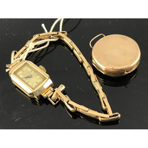 847 - LADIES GOLD WRIST WATCH AND GOLD CASE, approx. 15.3 g gross