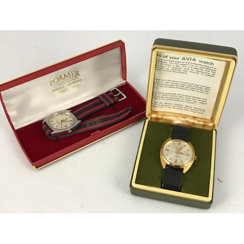 846 - CASED GENTS AVIA WRISTWATCH, CASED GENTS ROAMER WRISTWATCH