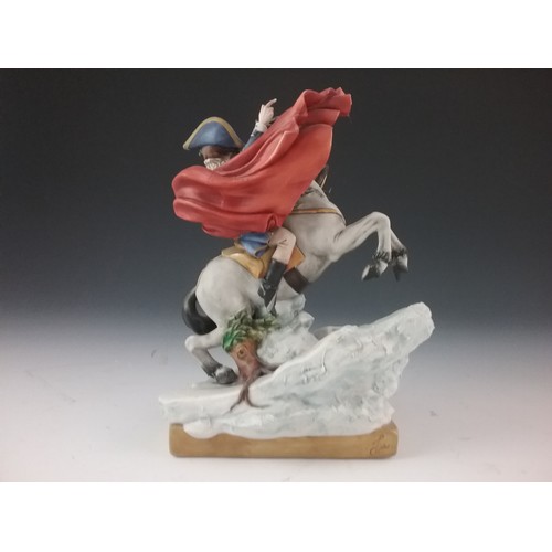 330 - CAPO DI MONTE FIGURE OF NAPOLEON ON HORSEBACK LIMITED EDITION NUMBER 182 VERY SLIGHTLY AF 24cm TALL