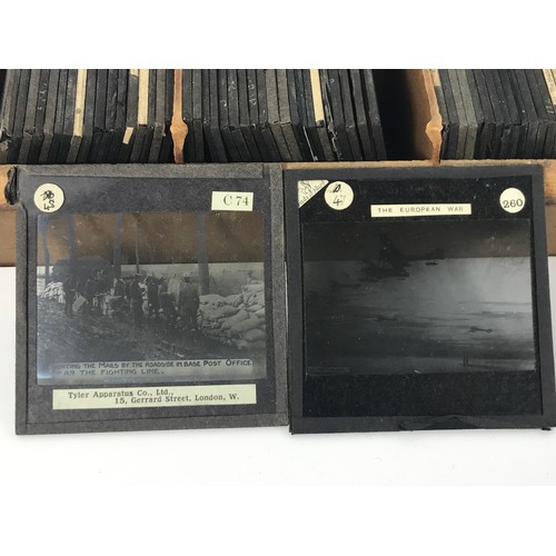 519 - QTY. MISC. MAGIC LANTERN SLIDES, MAINLY WWI (68 SLIDES IN TOTAL)