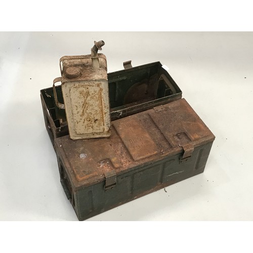 29 - VINTAGE VALOR PARAFFIN CAN TOGETHER WITH AMMUNITION BOXES