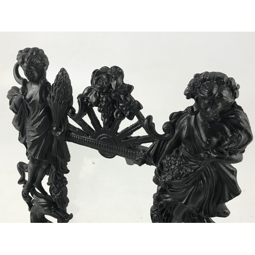 427 - PAIR OF CAST IRON PICTURE FRAMES WITH FIGURAL DECORATION, approx. 33 x 24 cm