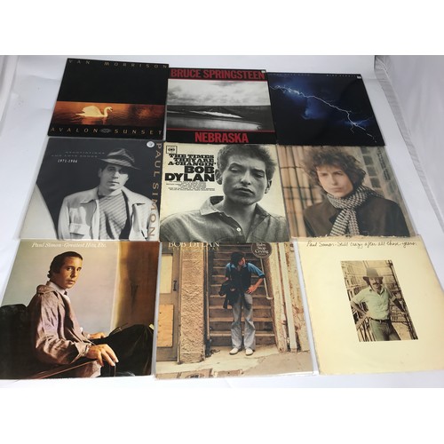 8 - BOX OF MISC. 33 RPM RECORDS INC. BOB DYLAN, BRUCE SPRINGSTEIN, JAMES TAYLOR, ERIC CLAPTON, VAN MORRI... 