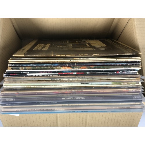 8 - BOX OF MISC. 33 RPM RECORDS INC. BOB DYLAN, BRUCE SPRINGSTEIN, JAMES TAYLOR, ERIC CLAPTON, VAN MORRI... 