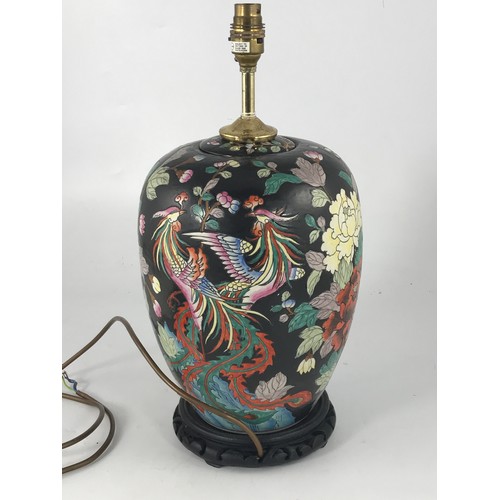 305 - TABLE LAMP & SHADE ADVISED T'UNG CHIN PERIOD 1862-1875, WITH LATER ADDITION OF ELECTRICS, approx. 32... 