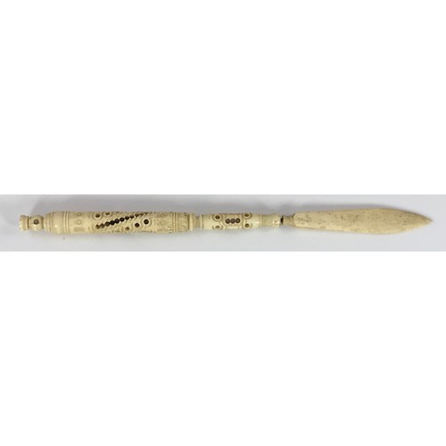 501 - VICTORIAN BONE STANHOPE DIPPING PEN/ LETTER KNIFE, ISLE OF WIGHT SCENES