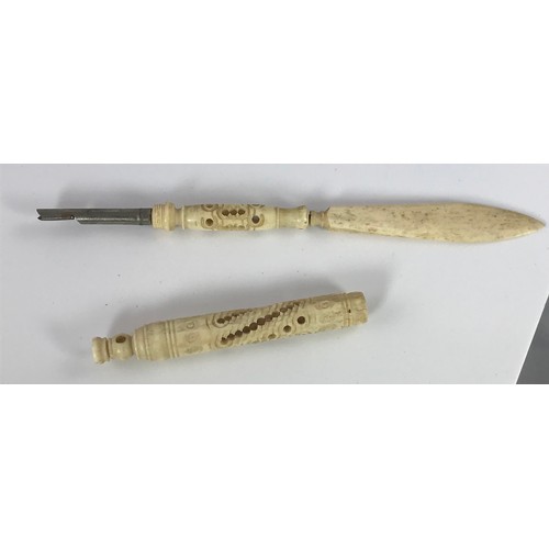 501 - VICTORIAN BONE STANHOPE DIPPING PEN/ LETTER KNIFE, ISLE OF WIGHT SCENES