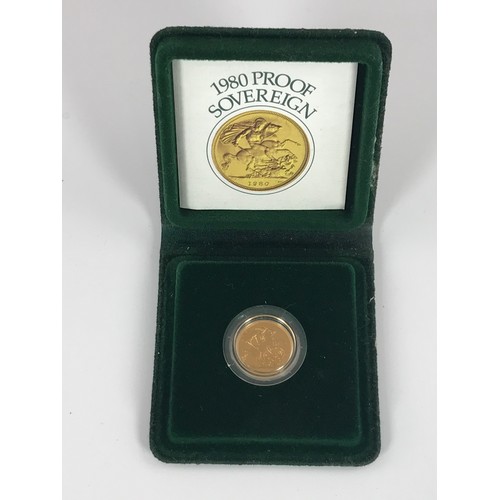 724 - 1980 PROOF SOVEREIGN IN CASE