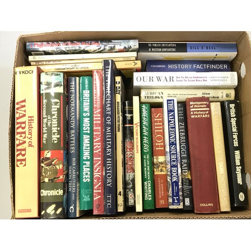 210 - QUANTITY OF 3 BOXES OF WWII BOOKS AND HISTORY OF WORLD OF WARS, LARGE QUANTITY INCLUDING AMERICAN HI... 