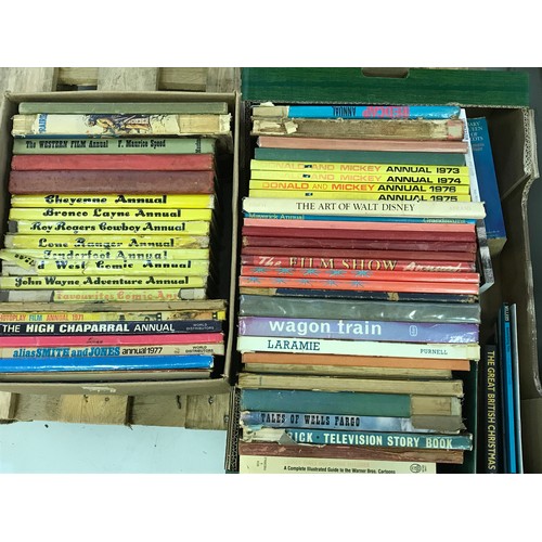 215 - 2 BOXES OF MAINLY CHILDREN'S ANNUALS INCLUDING DONALD AND MICKEY 1973, 74, 75, 76, VARIOUS OTHER FIL... 