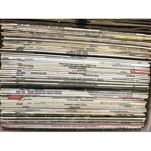 4 - RECORD BOX & BOX WITH COLLECTION OF PRIMARILY CLASSICAL, MUSICAL, FOLK LP RECORDS APPROX. 100 IN TOT... 