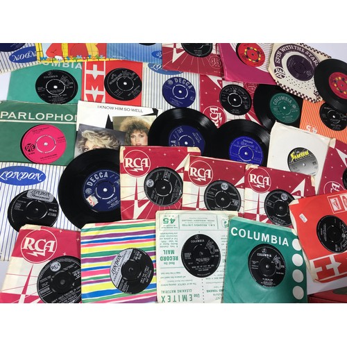 2 - BOX OF 7 INCH SINGLE RECORDS ASSORTED 1960'S POP TITLES