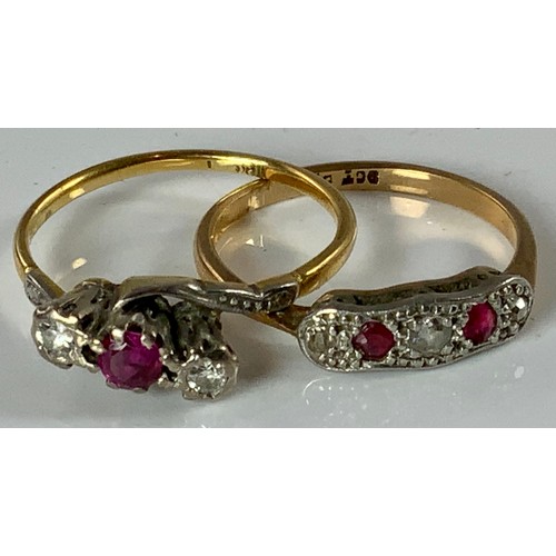 790 - 2 RUBY AND DIAMOND DRESS RINGS