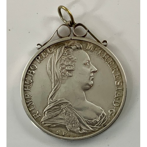 695 - AUSTRIAN THALER DATED 1780 IN PENDANT MOUNT