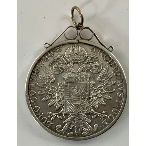 695 - AUSTRIAN THALER DATED 1780 IN PENDANT MOUNT