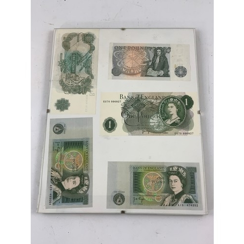 704 - FRAMED OLD £1 NOTES