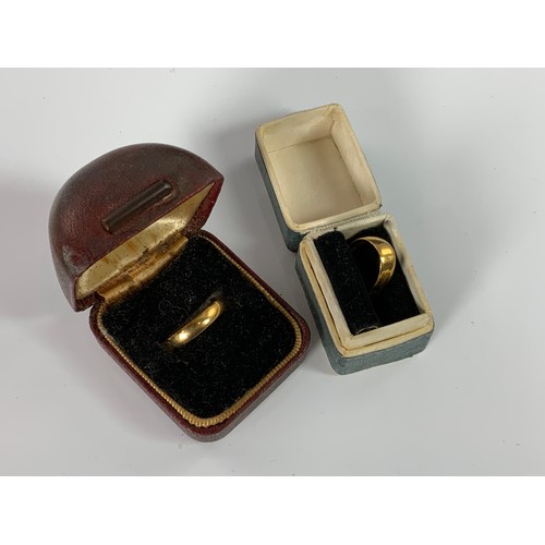 766 - TWO, 22 CARAT GOLD WEDDING BANDS APPROX. 4.6g