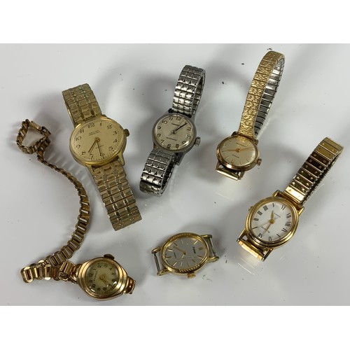 843 - LADIES GOLD ROTARY WRISTWATCH AND 5 OTHER LADIES WRISTWATCHES