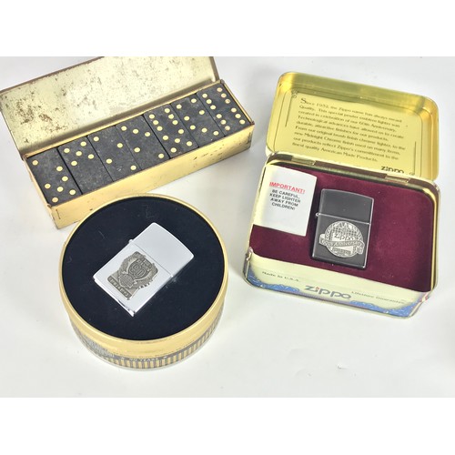 838 - SWATCH CHANDELIER LADIES WRIST WATCH WITH ORIGINAL BOX AND STAND TOGETHER WITH A ZIPPO PRESENTATION ... 