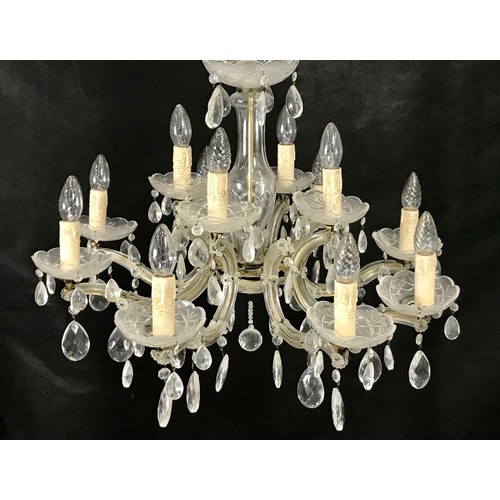 561 - FRENCH GLASS CHANDELIER IN SHIPPING CRATE approx 68 cm in diameter