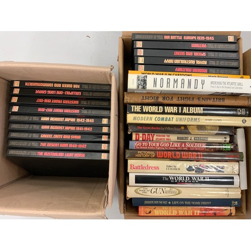 220 - 4 BOXES OF WAR BOOKS PREDOMINATELY TITLES BY TIMELIFE SERIES INCLUDING AUSTRALIANS AT WAR, WWII, TOG... 