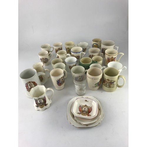 1573 - COLLECTION OF 26 MAINLY EDWARD VIII CORONATION & SIMILAR MUGS, PLUS 5 PLATES, SAUCERS ETC