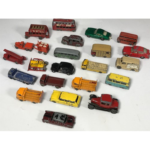 312 - LESNEY MATCHBOX, 23 EARLY 1-75'S INCLUDING CEMENT LORRY, BEDFORD SB COACH, LONDON B TYPE BUS, TROLLE... 