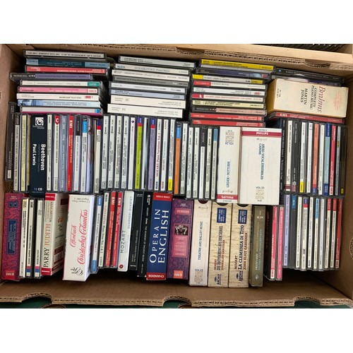 122 - BOX OF CD's, MAINLY CLASSICAL, INCLUDING BOX SETS AND SINGLES, APPROX 110