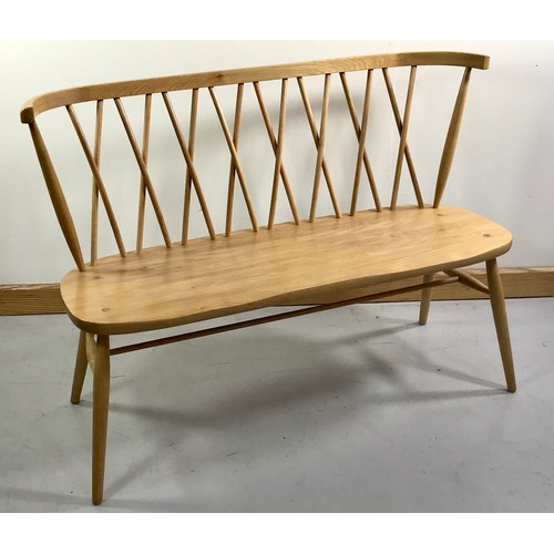 1269 - ERCOL BLONDE STICK BACK SOFA/ BENCH, APPROX. 112 cms