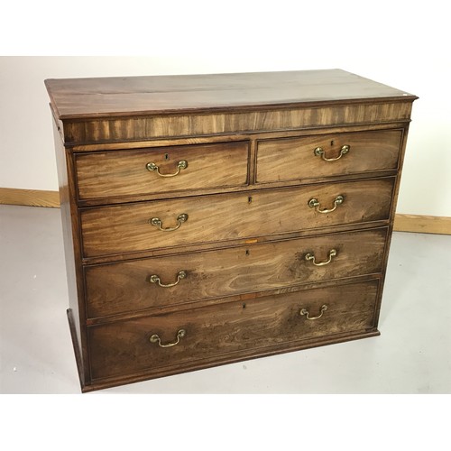 1171 - GEORGIAN MAHOGANY 2 OVER 3 CHEST OF DRAWERS WITHOUT FEET