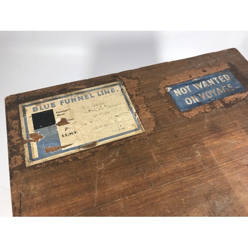 1516 - INTERESTING WOODEN SHIPPING BOX WITH BLUE FUNNEL LINE LABEL