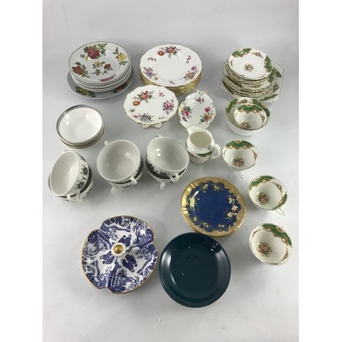 1607 - BOX OF MISC. CHINA AND PORCELAIN INCLUDING CROWN DERBY, CROWN STAFFORDSHIRE ETC.