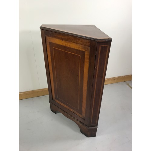 1212 - GEORGIAN INLAID AND CROSS BANDED MAHOGANY STANDING CORNER CUPBOARD BASE