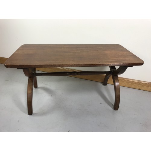 1170 - RECTANGULAR MAHOGANY OCCASIONAL TABLE ON X SHAPED SUPPORTS