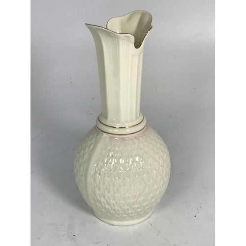 1672 - BELLEEK PAROS VASE, APPROX. 27.5 cm