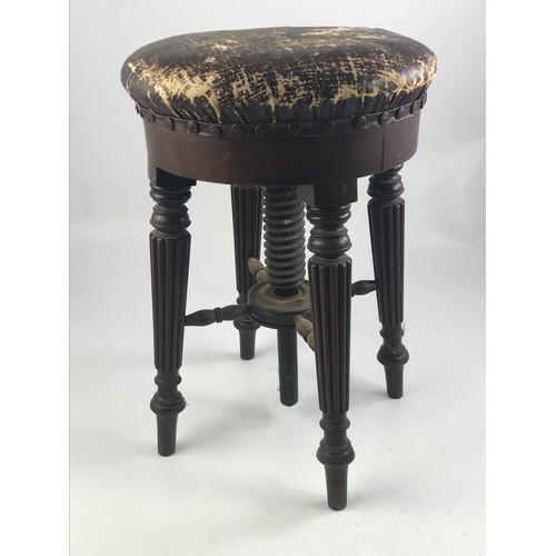 1144 - ADJUSTABLE ROUND TOP PIANO STOOL WITH FLUTED LEGS