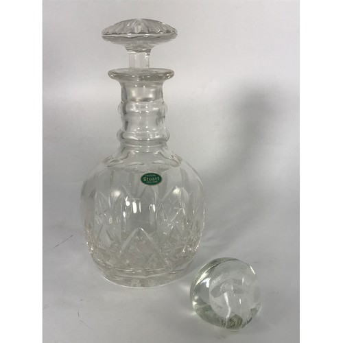 1731 - STUART CRYSTAL DECANTER WITH ORIGINAL LABEL AND A CAITHNESS PAPERWEIGHT