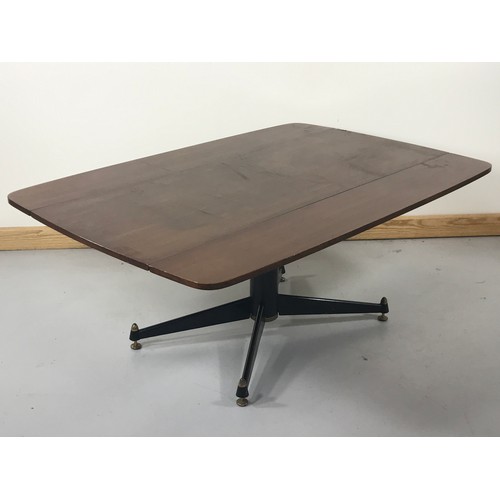 1279 - ERNST GOMME EARLY G PLAN TEAK DROP LEAF OCCASIONAL TABLE ON METAL PEDESTAL 4 SPLAYED LEGS APPROX 138... 