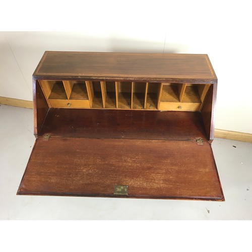 1080 - INLAID MAHOGANY FALL FRONT BUREAU WITH SHELL INLAY ON BRACKET FEET