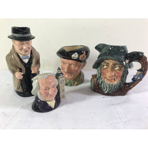 1652 - COLLECTION OF VARIOUS CHARACTER JUGS INCLUDING RIP VAN WINKLE D6438, MONTY D6202, WINSTON CHURCHILL ... 