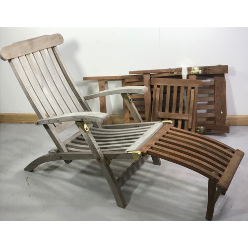 1164 - PAIR OF TEAK STEAMER TYPE CHAIRS