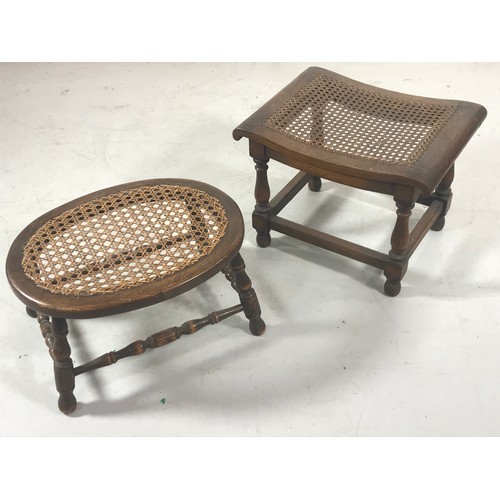 1076 - 2 CANED FOOTSTOOLS