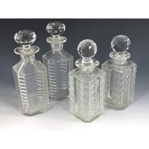 1747 - 2 PAIRS OF SQUARE GLASS DECANTERS