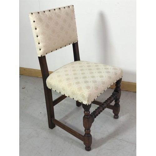 1337 - SET OF 6 CREAM UPHOLSTERED OAK DINING CHAIRS