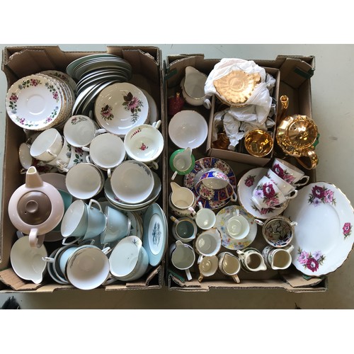 1582 - 2 BOXES MISC. TEA WARE INCLUDING ROYAL WORCESTER, ROYAL ALBERT, POOLE, ROYAL ASCOT, ROYAL STAFFORD A... 