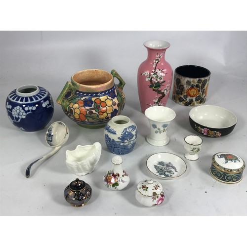 1555 - MISC. CHINA AND PORCELAIN INCLUDING ROYAL CROWN DERBY AND A CHARLOTTE RHEAD VASE AF