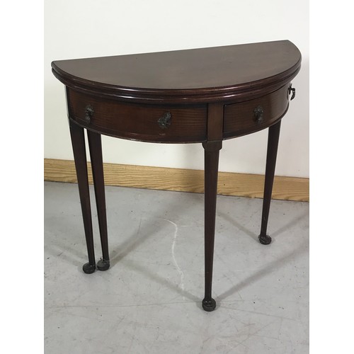 1064 - MAHOGANY DEMI LUNE FOLD OVER TABLE