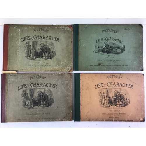 223 - JOHN LEECH, PICTURES OF LIFE AND CHARACTER, 4 VOLUMES INCLUDING SECOND, THIRD AND FOURTH SERIES