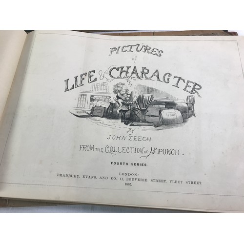 223 - JOHN LEECH, PICTURES OF LIFE AND CHARACTER, 4 VOLUMES INCLUDING SECOND, THIRD AND FOURTH SERIES